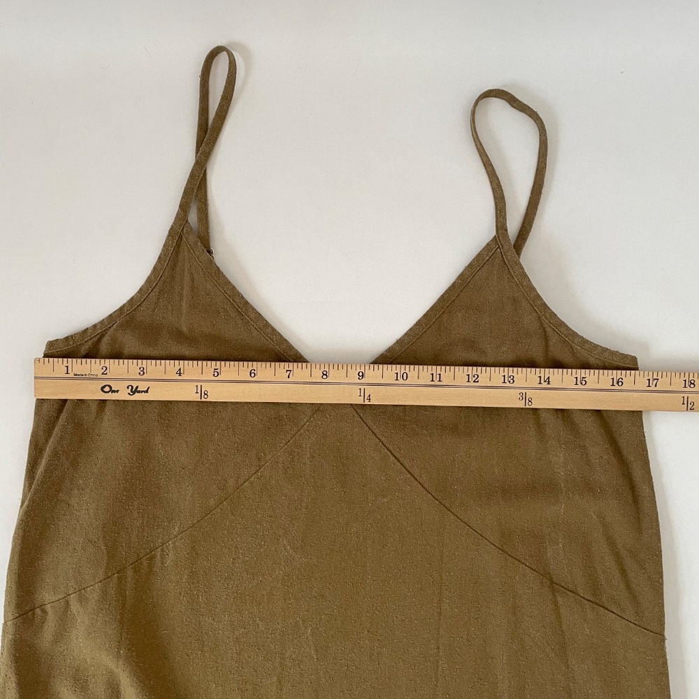 Jenni Kayne Riviera Slip Tank Dress, 100% Raw Silk Green / Brown, Boho Size XS - Picture 6 of 11